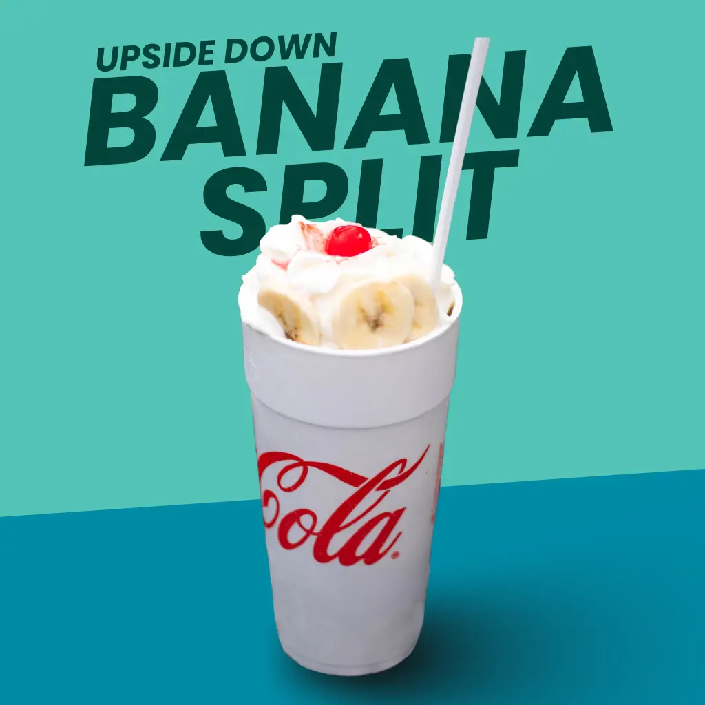Upside Down Banana Split (Vanilla Soft Serve, Vanilla Soft Serve, Vanilla Soft Serve)